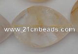 CYC207 15.5 inches 28*40mm twisted & faceted teardrop yellow quartz beads