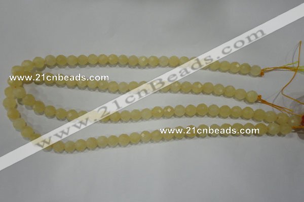 CYJ152 15.5 inches 8mm faceted round yellow jade beads wholesale