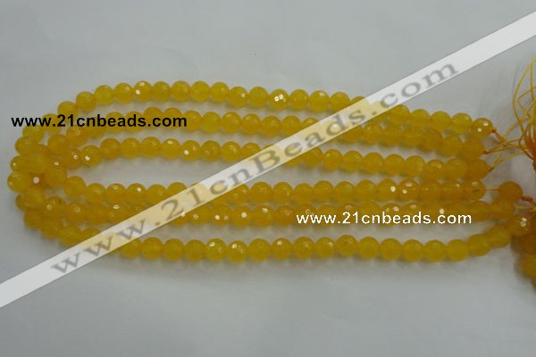 CYJ201 15.5 inches 6mm faceted round yellow jade beads wholesale