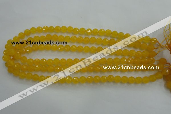 CYJ202 15.5 inches 8mm faceted round yellow jade beads wholesale