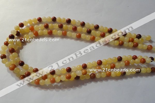 CYJ261 15.5 inches 6mm round mixed color yellow jade beads wholesale