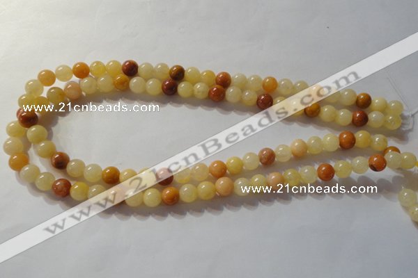 CYJ262 15.5 inches 8mm round mixed color yellow jade beads wholesale