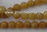 CYJ323 15.5 inches 8mm faceted round yellow jade beads wholesale
