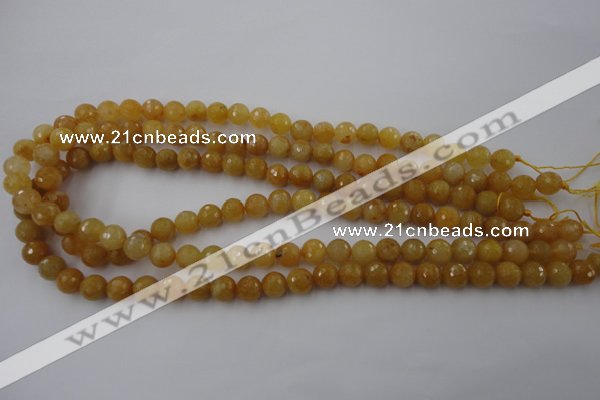 CYJ323 15.5 inches 8mm faceted round yellow jade beads wholesale