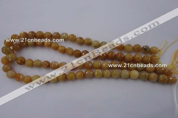 CYJ324 15.5 inches 10mm faceted round yellow jade beads wholesale