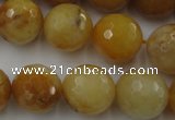 CYJ327 15.5 inches 16mm faceted round yellow jade beads wholesale