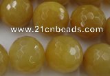 CYJ328 15.5 inches 18mm faceted round yellow jade beads wholesale