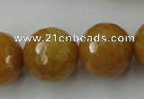 CYJ329 15.5 inches 20mm faceted round yellow jade beads wholesale