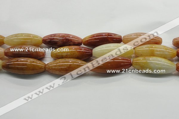 CYJ410 15.5 inches 18*45mm rice yellow jade gemstone beads