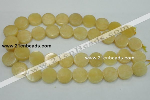 CYJ51 15.5 inches 20mm coin yellow jade gemstone beads wholesale