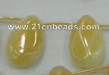 CYJ54 20*30mm top-drilled twisted teardrop yellow jade gemstone beads