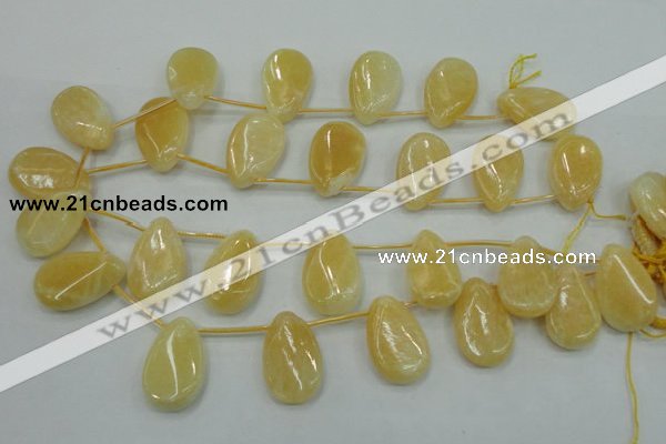 CYJ54 20*30mm top-drilled twisted teardrop yellow jade gemstone beads