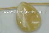 CYJ56 30*40mm top-drilled flat teardrop yellow jade gemstone beads