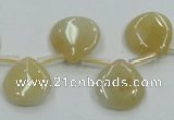 CYJ57 15*15mm top-drilled flat teardrop yellow jade gemstone beads