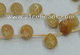 CYJ58 15.5 inches 10*12mm briolette yellow jade gemstone beads