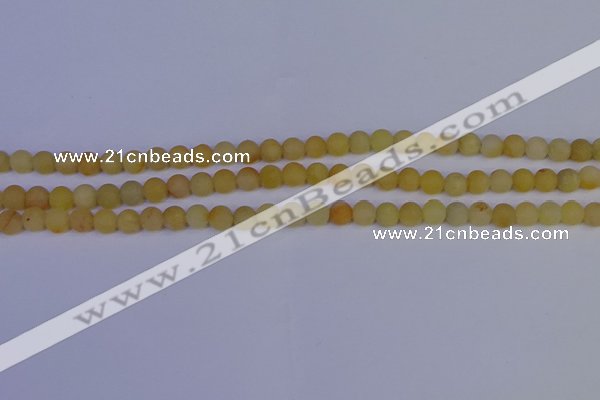 CYJ600 15.5 inches 4mm round matte yellow jade beads wholesale