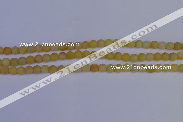 CYJ601 15.5 inches 6mm round matte yellow jade beads wholesale