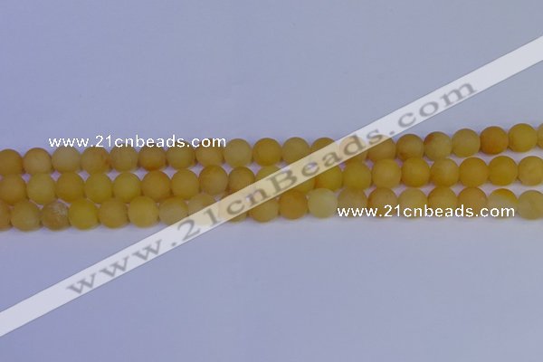 CYJ602 15.5 inches 8mm round matte yellow jade beads wholesale