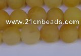 CYJ603 15.5 inches 10mm round matte yellow jade beads wholesale