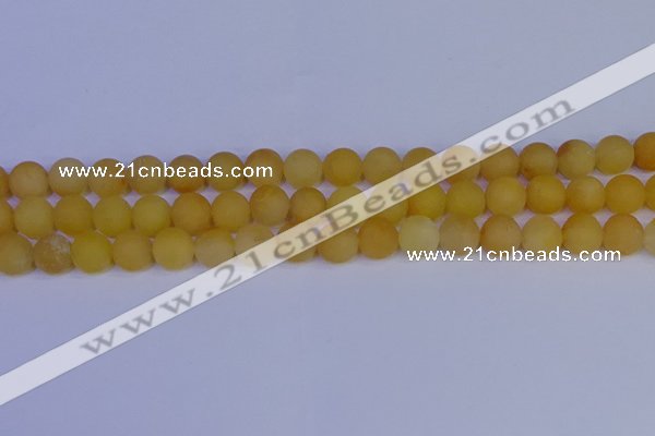 CYJ603 15.5 inches 10mm round matte yellow jade beads wholesale