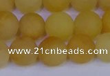 CYJ604 15.5 inches 12mm round matte yellow jade beads wholesale