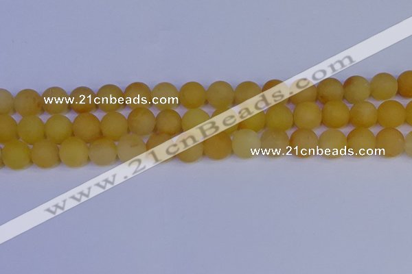 CYJ604 15.5 inches 12mm round matte yellow jade beads wholesale