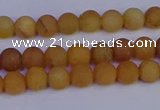 CYJ610 15.5 inches 4mm round matte yellow jade beads wholesale