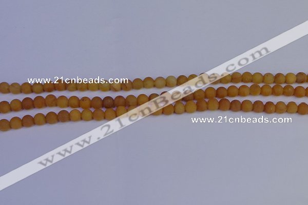 CYJ610 15.5 inches 4mm round matte yellow jade beads wholesale