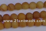 CYJ611 15.5 inches 6mm round matte yellow jade beads wholesale