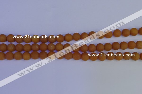 CYJ612 15.5 inches 8mm round matte yellow jade beads wholesale