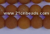 CYJ613 15.5 inches 10mm round matte yellow jade beads wholesale