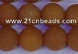 CYJ615 15.5 inches 14mm round matte yellow jade beads wholesale