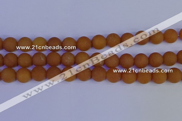 CYJ615 15.5 inches 14mm round matte yellow jade beads wholesale