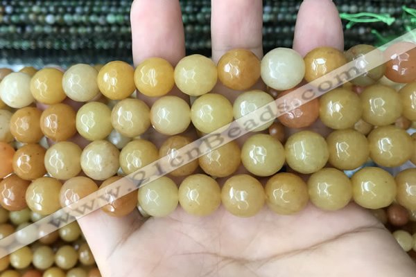 CYJ634 15.5 inches 12mm faceted round yellow jade beads wholesale