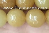 CYJ635 15.5 inches 14mm faceted round yellow jade beads wholesale