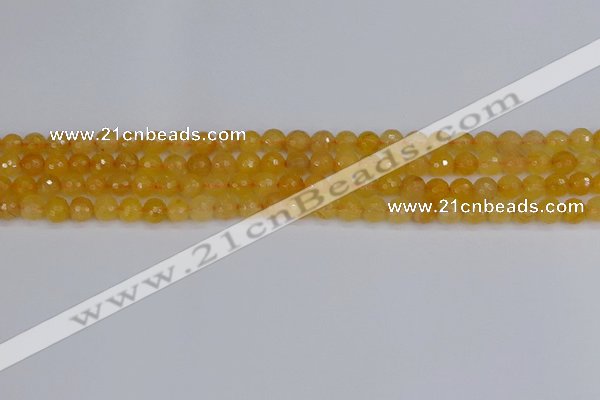 CYJ638 15.5 inches 4mm faceted round yellow jade beads wholesale