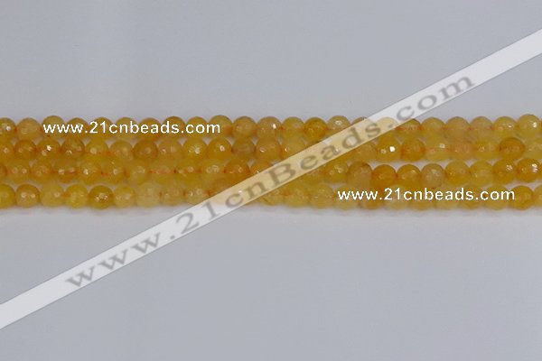 CYJ639 15.5 inches 6mm faceted round yellow jade beads wholesale