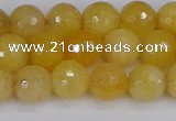 CYJ640 15.5 inches 8mm faceted round yellow jade beads wholesale