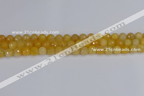 CYJ640 15.5 inches 8mm faceted round yellow jade beads wholesale