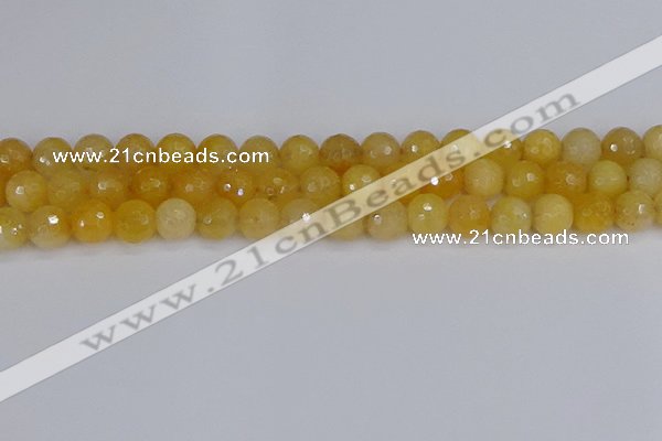 CYJ641 15.5 inches 10mm faceted round yellow jade beads wholesale