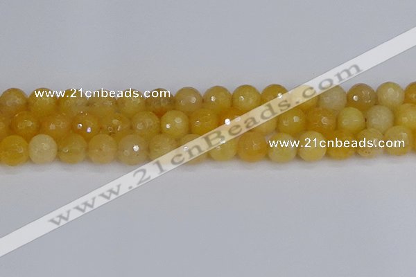 CYJ642 15.5 inches 12mm faceted round yellow jade beads wholesale