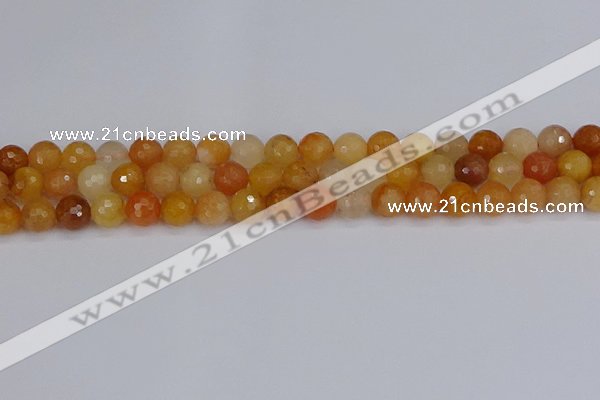 CYJ647 15.5 inches 8mm faceted round mixed yellow jade beads