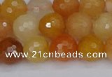 CYJ648 15.5 inches 10mm faceted round mixed yellow jade beads