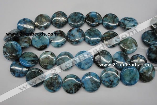 CYQ75 15.5 inches 25mm flat round dyed pyrite quartz beads wholesale