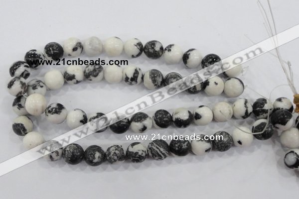 CZJ206 15.5 inches 14mm round black & white zebra jasper beads