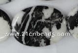 CZJ222 15.5 inches 30*40mm oval black & white zebra jasper beads