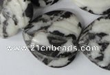 CZJ233 30*30mm carved heart black & white zebra jasper beads