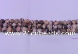 CZJ260 15.5 inches 4mm round matte zebra jasper beads