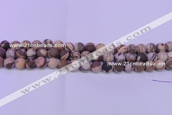 CZJ260 15.5 inches 4mm round matte zebra jasper beads