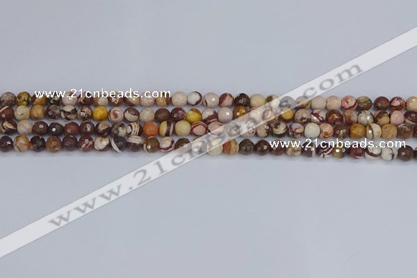 CZJ278 15.5 inches 4mm faceted round zebra jasper beads